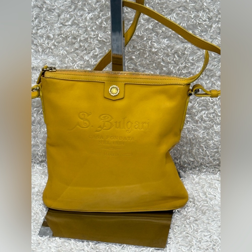 Bulgari Bvlgari Yellow Leather Tote Bag